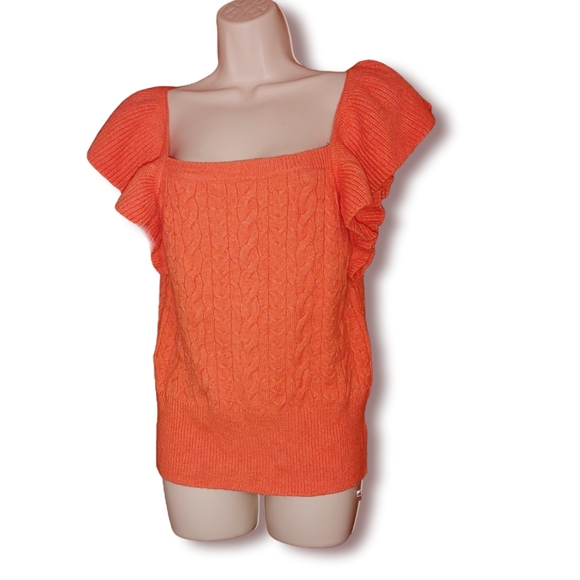 A New Day bright orange ruffled sweater shirt
